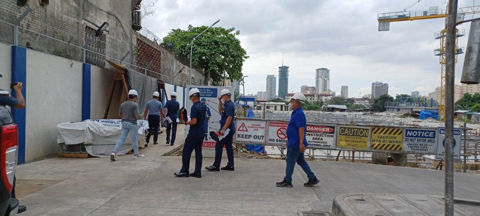 PNP Medical Plaza seismic isolator installation — site entry and safety briefing
